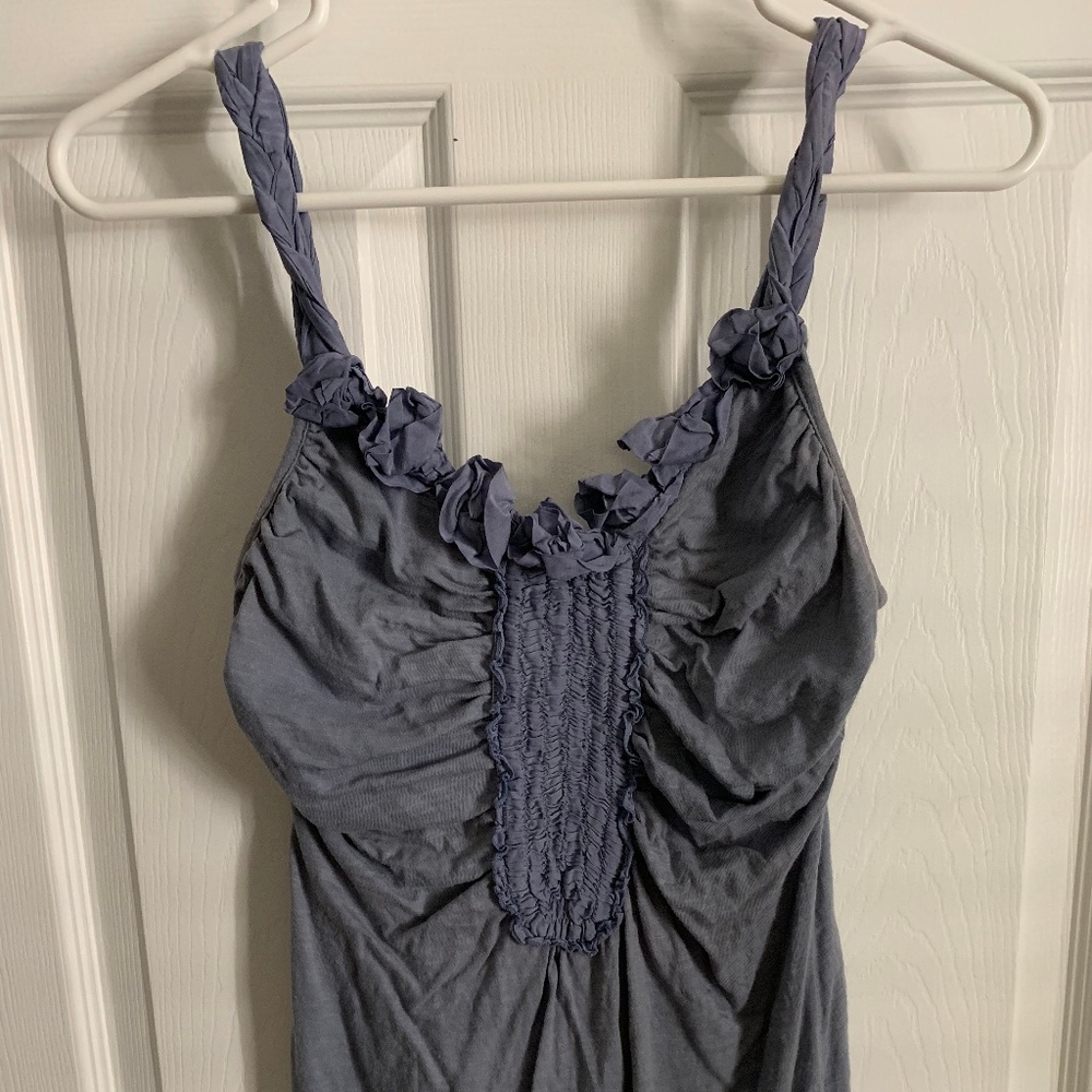 Anthropologie Bordeaux Braided Sleeve Rosette Tank